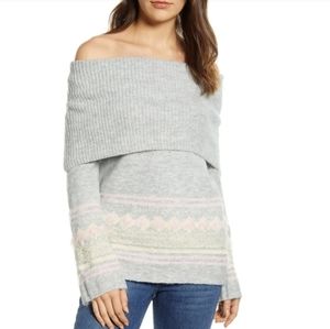 Carlson Fair Isle Convertible Coel Neck Sweater M